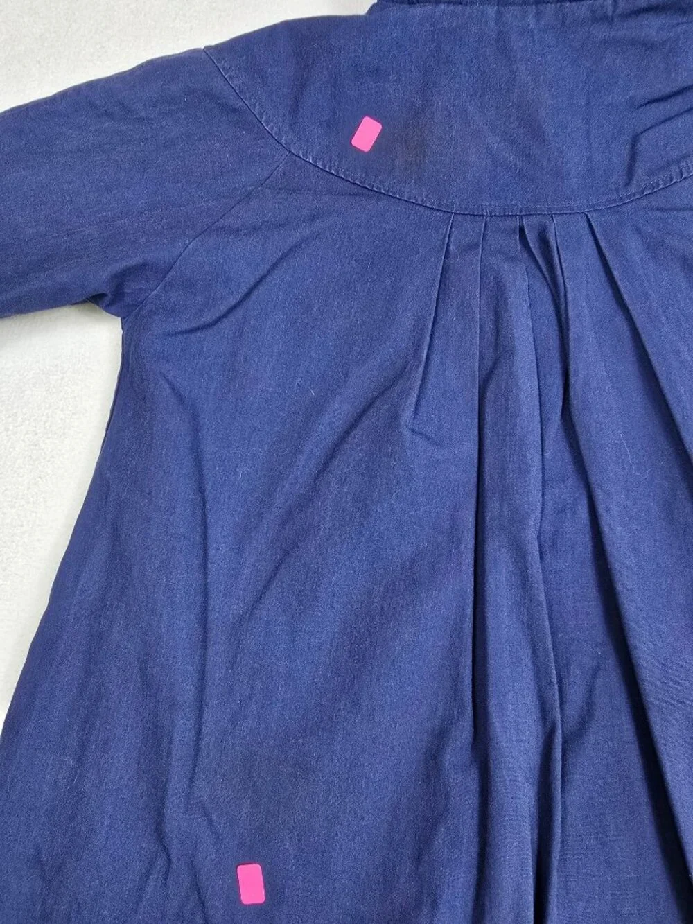 London Fog Girls 10 Hooded Navy Blue Coat Faux Fur Interior FLAWED
